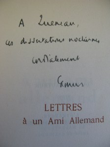 Lettres a un ami allemand (dedication)