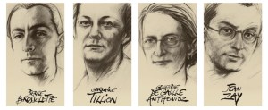 Portraits of the four people interned at the Panthéon. Image: Ernest Pignon-Ernest ©Centre des monuments nationaux, Paris 2015