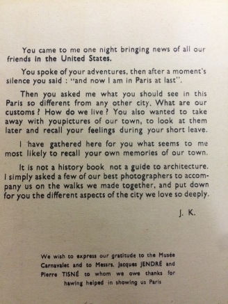 Addressed to American soldiers in Paris, one of the first pages of The Paris I saw (Liberation.b.75)