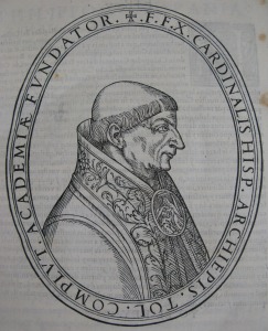 Portrait of Cisneros from De rebus gestis a Francisco Ximenio, Cisnerio, archiepiscopo Toletano, libri octo (F156.b.8.2)