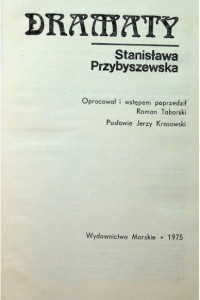 Title page of her collects dramatic works, Dramaty.