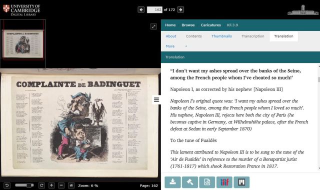 Screenshot of Cambridge University Digital Library