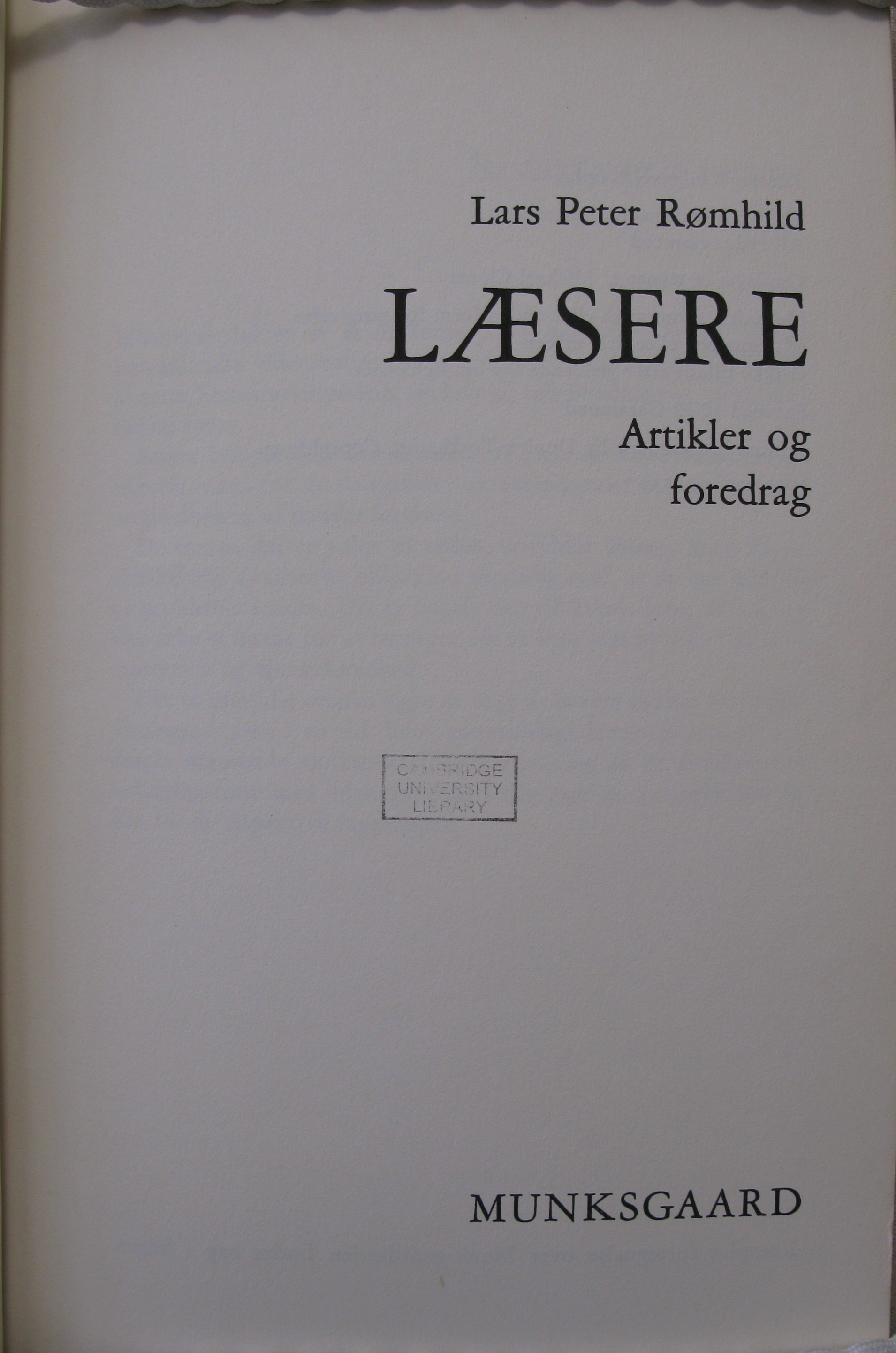 Title page of Laesere : artikler og foredrag